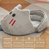 Bunny Slippers Cat Bed — Plush Cozy Nest with Raised Sides