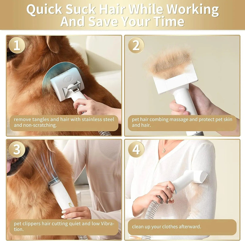 Pet Grooming Kit 5-in-1 – Silent Vacuum Clipper System