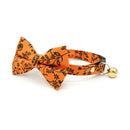 Gothic Halloween Bow Tie Cat Collar – Black & Orange