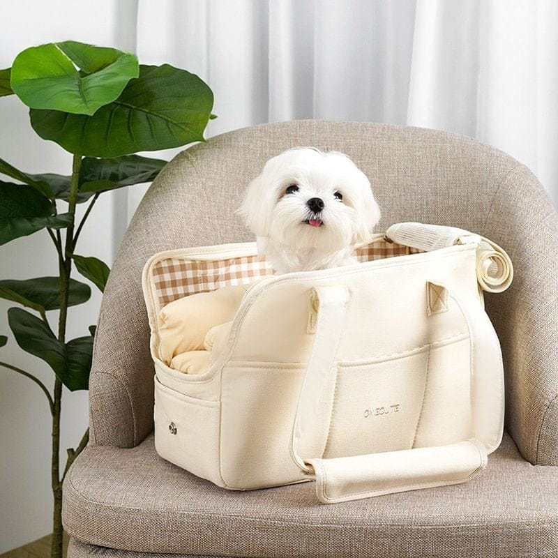 Beige soft pet carrier bag option for small pets
