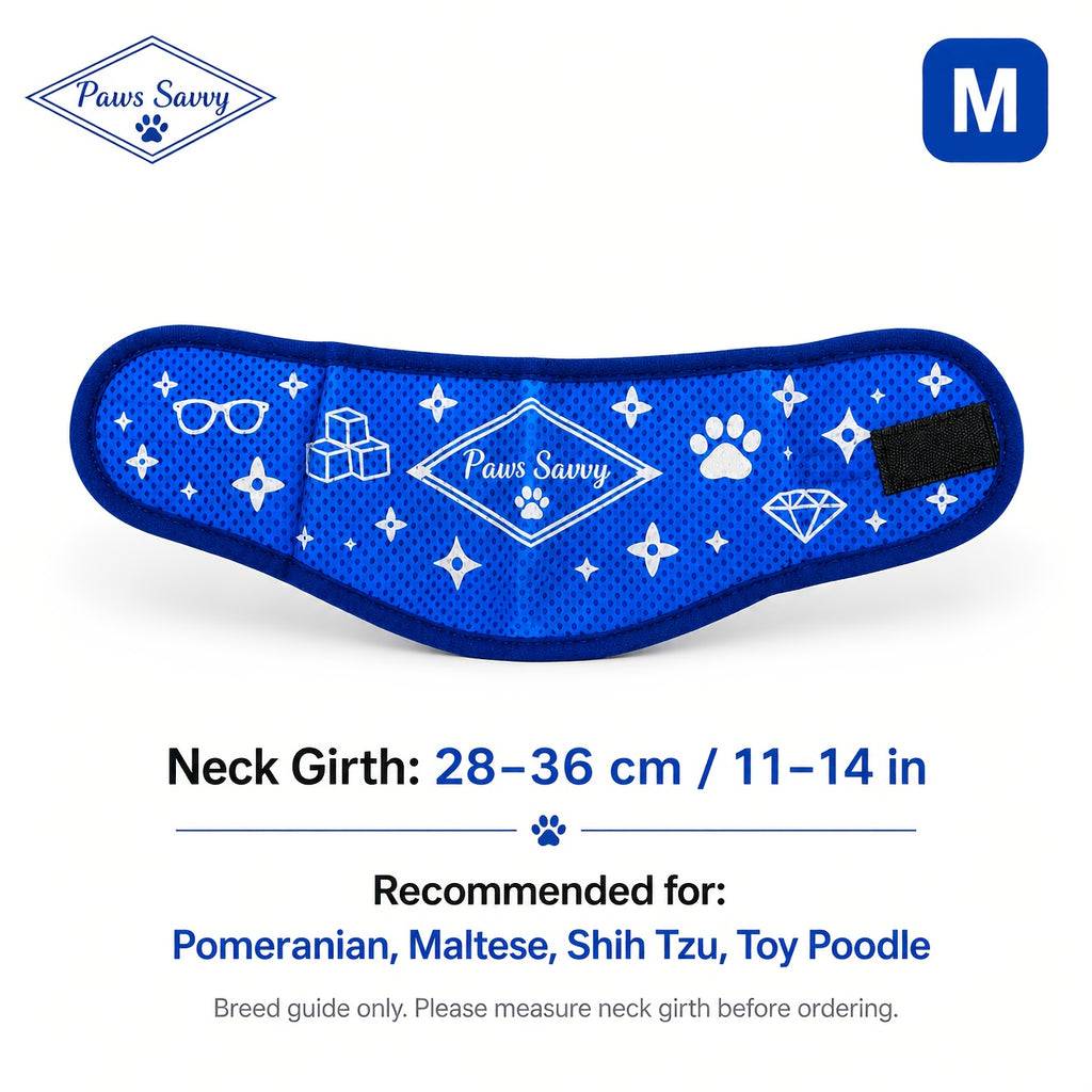 PVA Cooling Dog Bandana Size M neck girth chart