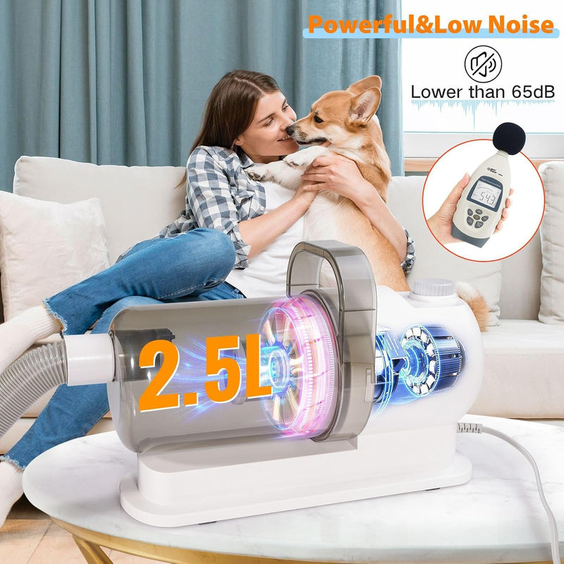 Pet Hair Vacuum &amp; Grooming Kit 6-in-1 – 2.5L Capacity, Shed-Free Home