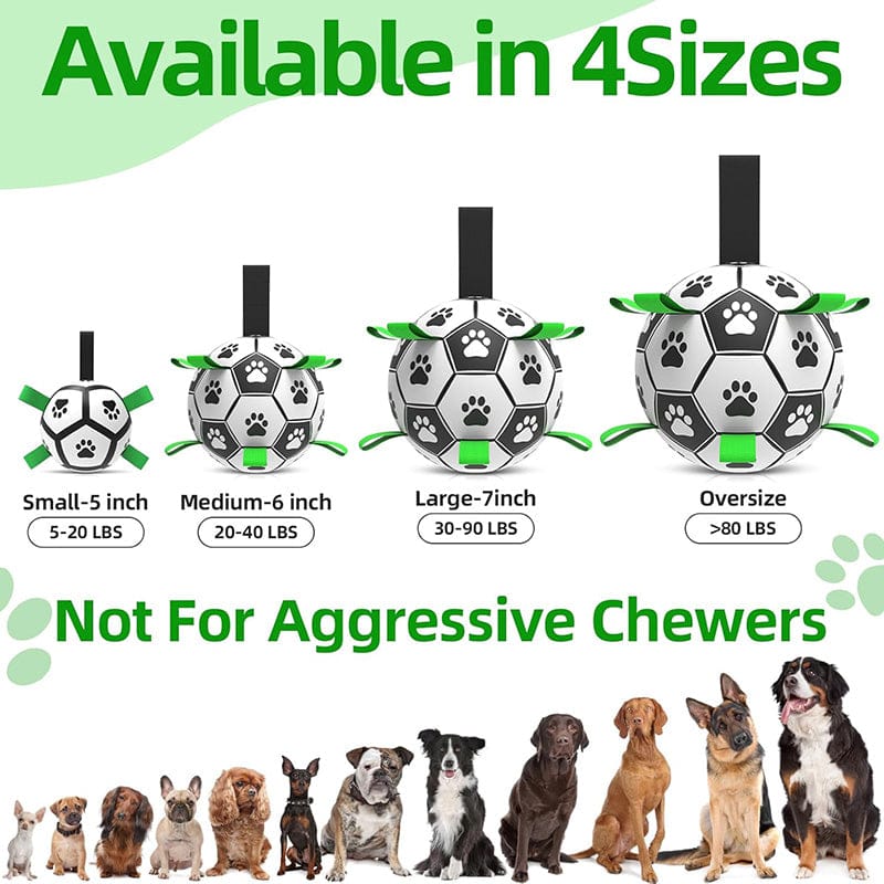 Interactive Dog Soccer Ball – Fetch and Tug Toy with Handles for Dogs