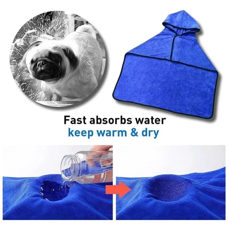 Dog Bathrobe – Microfiber Drying Robe with Full Coverage Hood