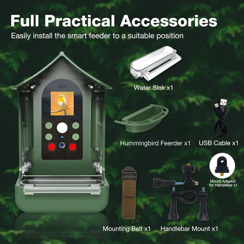 Smart Bird Feeder Camera – PIR Motion Detection, Night Vision & Dual Feeder