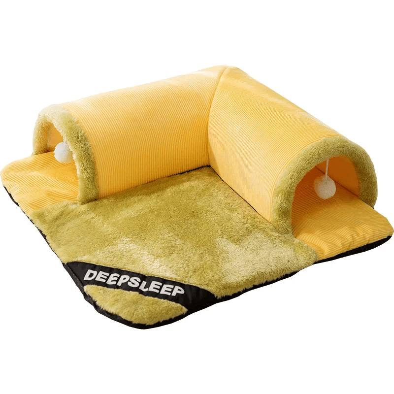 Collapsible Cat Tunnel Bed – 2-in-1 Peekaboo Play Tunnel and Cozy Resting Bed