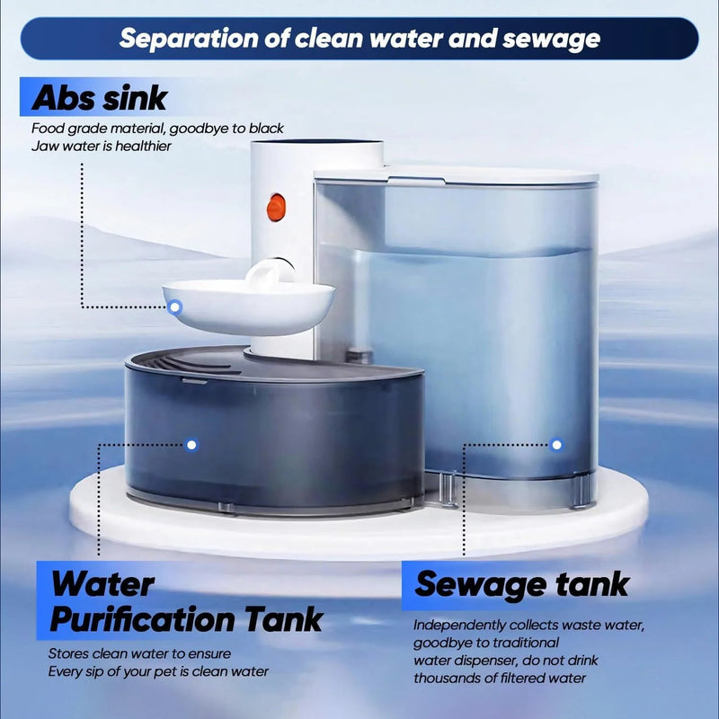 Smart Pet Water Fountain – 3L Dual-Tank, Cordless & Easy Clean