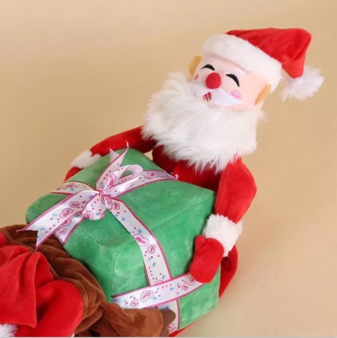 Santa Claus Dog Costume – Festive Holiday Outfit with Gift Chest