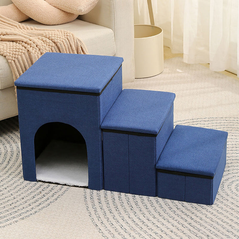 Portable Foldable Dog Stairs – Multi-Functional with Storage & Built-In Condo