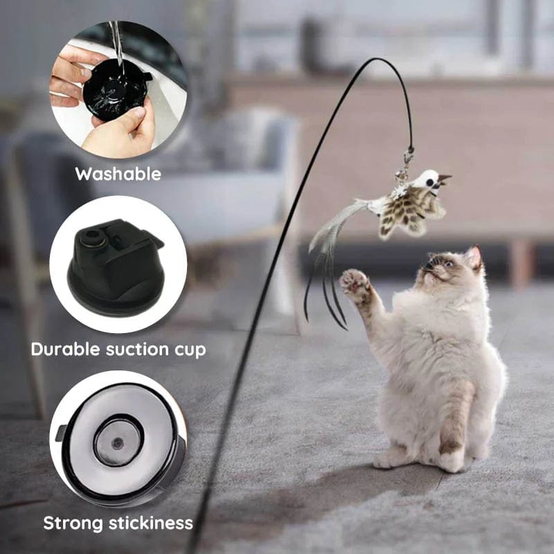 Cat Wand Toy Set – Interactive Feather and Bell Teaser Toys for Cats