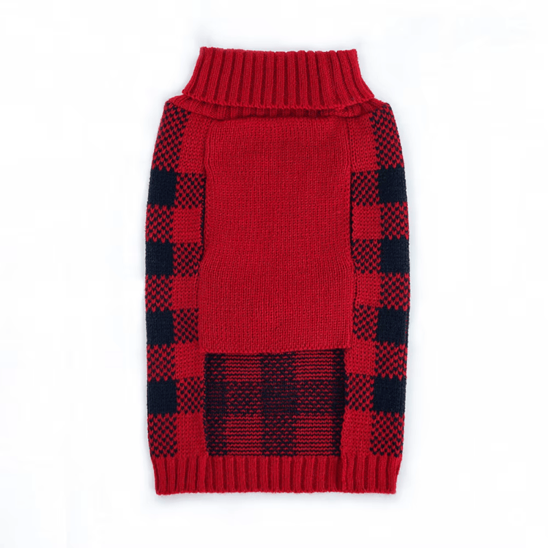 Christmas Reindeer Plaid Turtleneck Dog Sweater