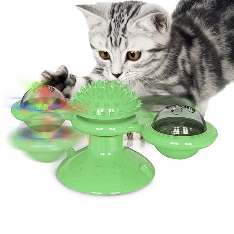 Cat Windmill Toy with Catnip — Spinning LED Interactive Play
