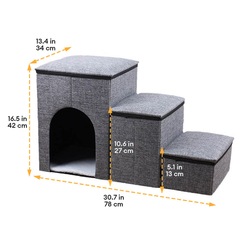 Portable Foldable Dog Stairs – Multi-Functional with Storage & Built-In Condo