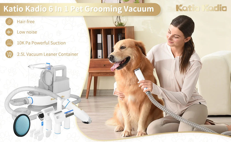 Pet Grooming Kit 5-in-1 – Silent Vacuum Clipper System