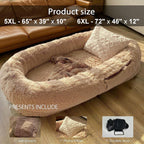Human-Sized Oversized Plush Dog Bed with Donut Bolster