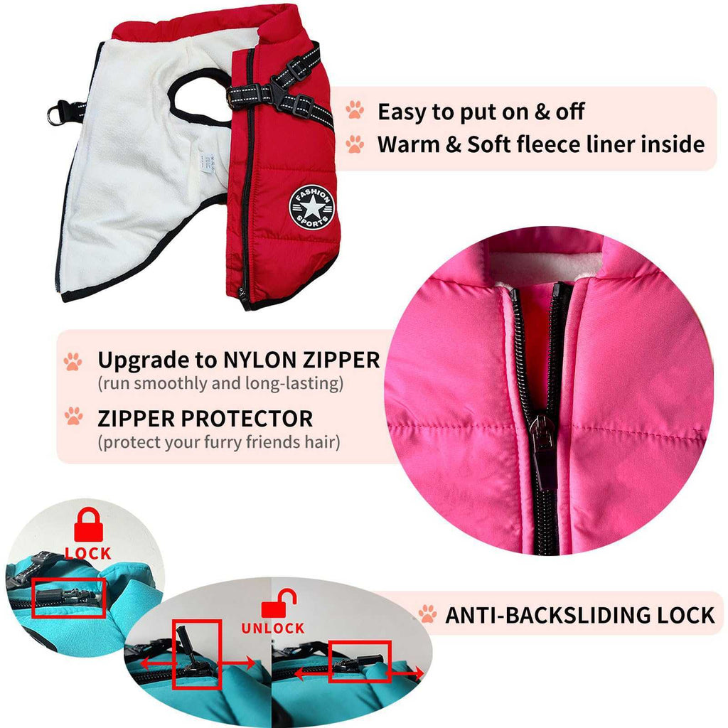 3-in-1 Dog Winter Jacket – Water-Resistant Coat with Fleece Lining