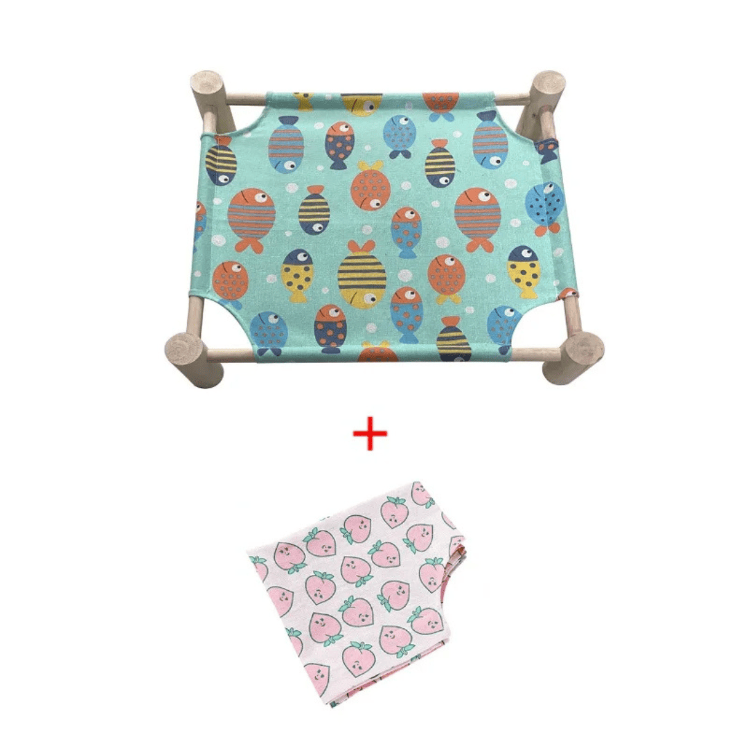 Elevated Cat Hammock Bed – Modern Wooden Frame with Breathable Canvas