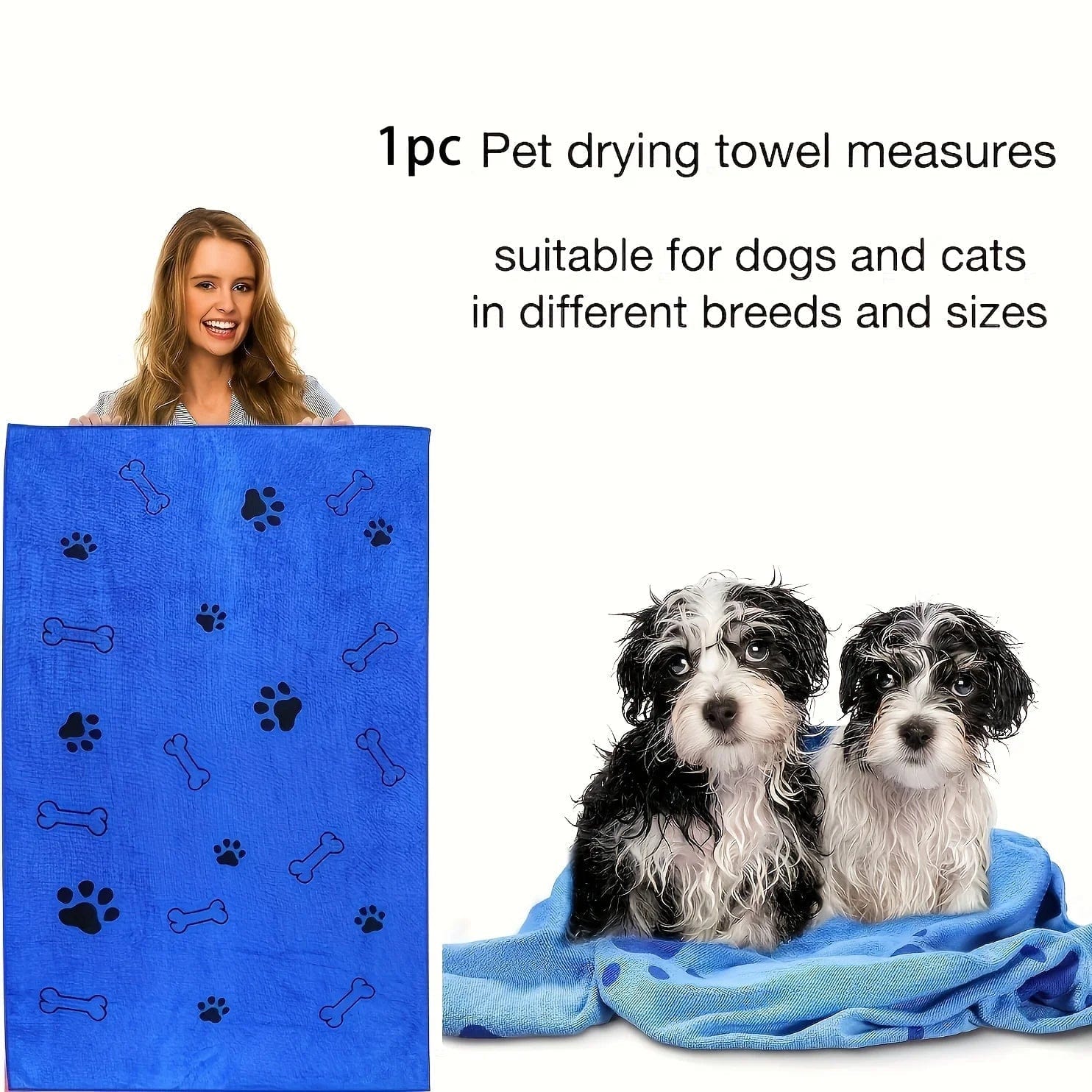 Microfiber Pet Towels 2-Pack – Quick Dry Absorbent Towels for Dogs and Cats
