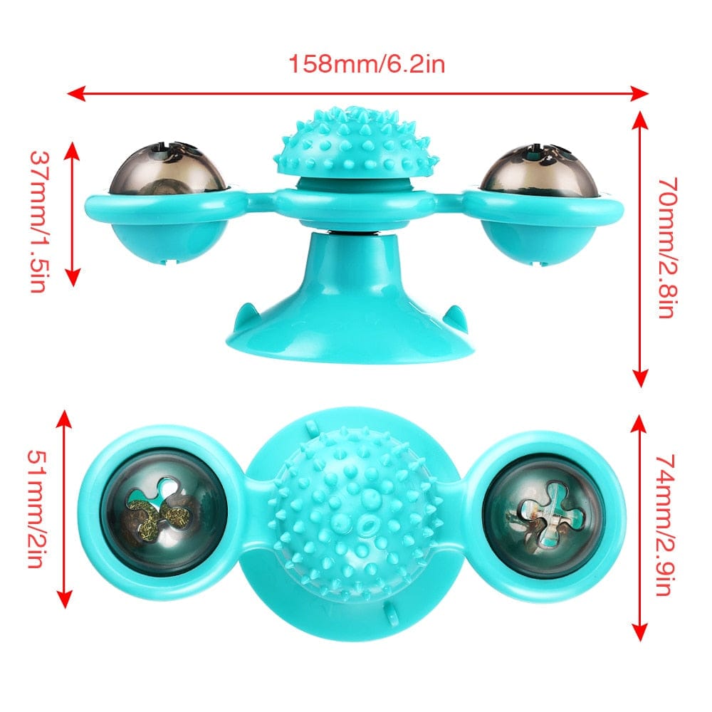 Interactive Cat Toy with Catnip – Spinning Windmill Toy with LED Balls