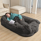 Human-Sized Oversized Plush Dog Bed with Donut Bolster