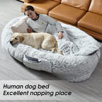 Human-Sized Oversized Plush Dog Bed with Donut Bolster