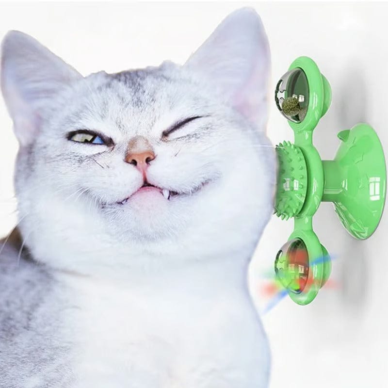 Cat Windmill Toy with Catnip — Spinning LED Interactive Play