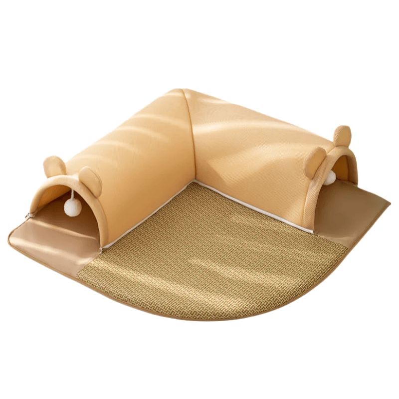 Collapsible Cat Tunnel Bed – 2-in-1 Peekaboo Play Tunnel and Cozy Resting Bed
