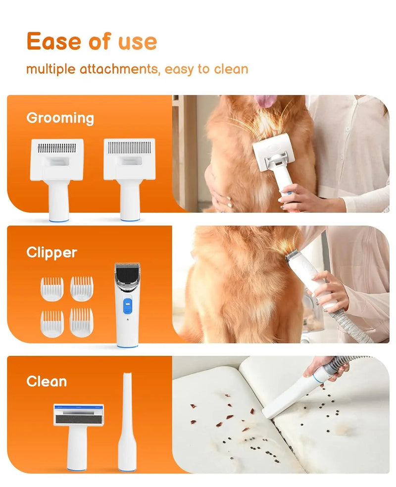 Pet Grooming Kit 5-in-1 – Silent Vacuum Clipper System