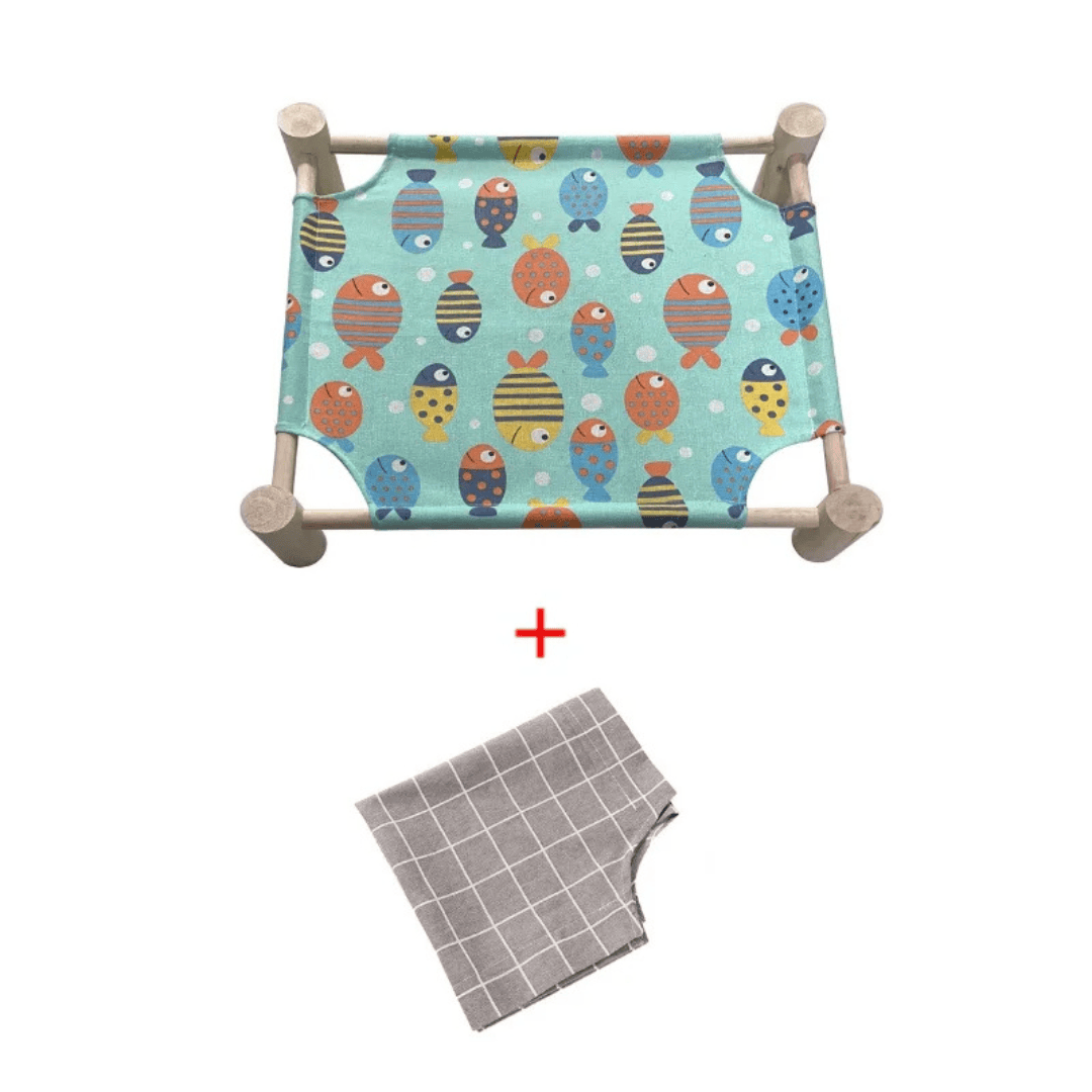 Elevated Cat Hammock Bed – Modern Wooden Frame with Breathable Canvas