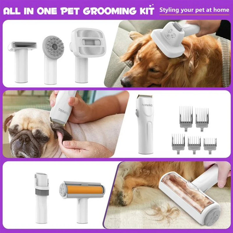 Homeika 5-in-1 Pet Grooming Vacuum Kit – 99% Hair Suction