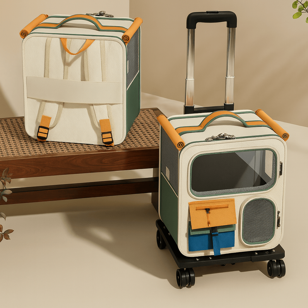 Rolling Pet Travel Carrier – 3-in-1 Backpack & Wheeled Carrier for Small Pets