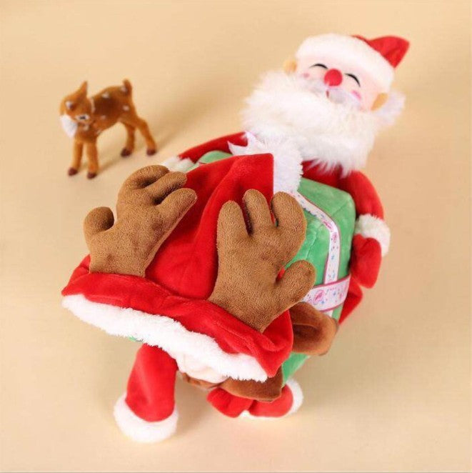 Santa Claus Dog Costume – Festive Holiday Outfit with Gift Chest