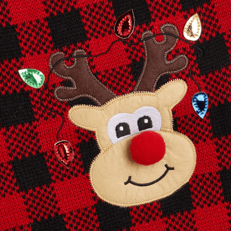 Christmas Reindeer Plaid Turtleneck Dog Sweater