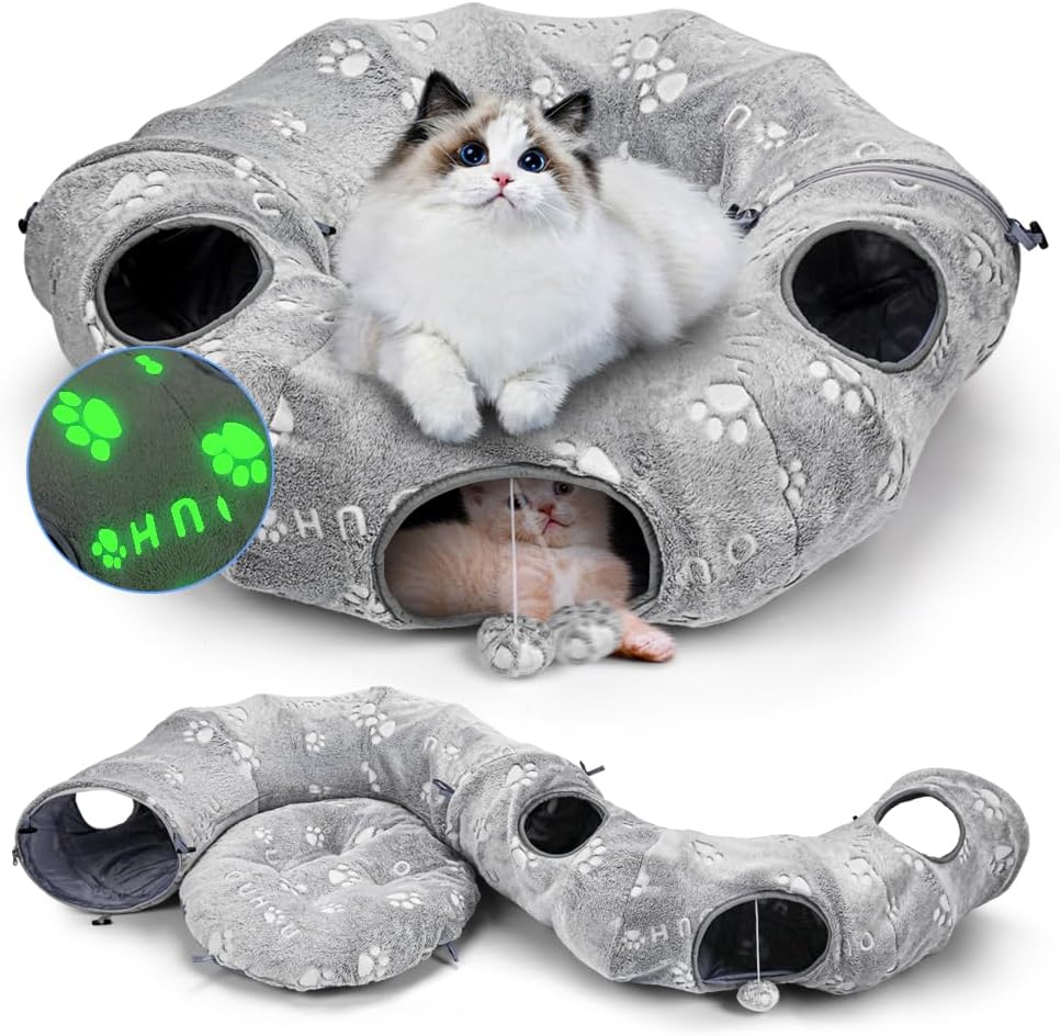 Cat Tunnel Bed – 2-in-1 Play Tunnel with Cozy Nest for Cats