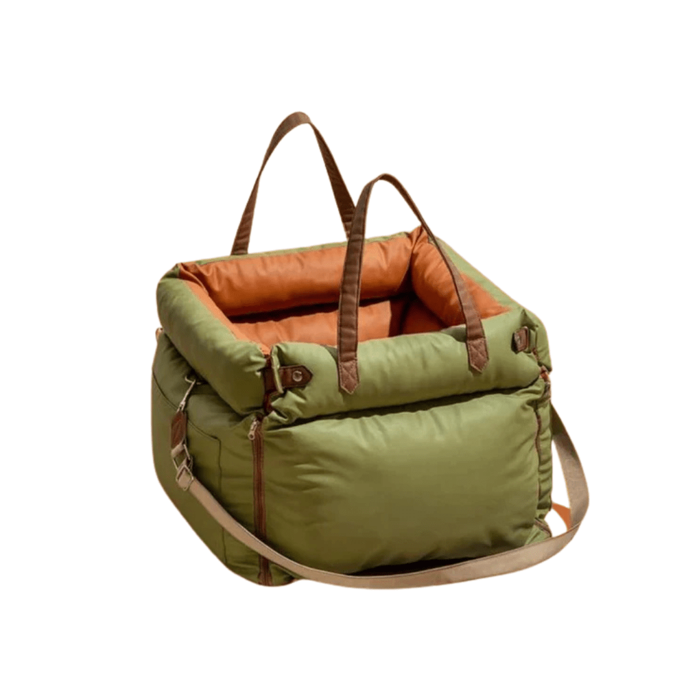 Dog Car Seat — Elevated Faux Leather Booster for Calm, Secure Travel