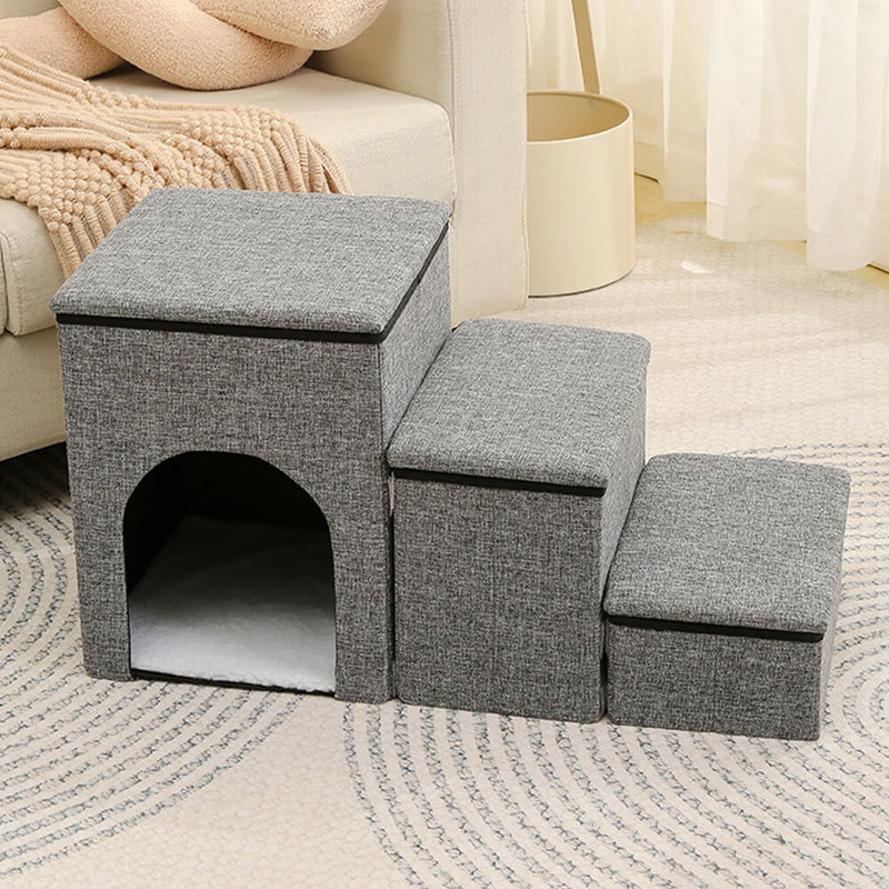 Portable Foldable Dog Stairs – Multi-Functional with Storage & Built-In Condo