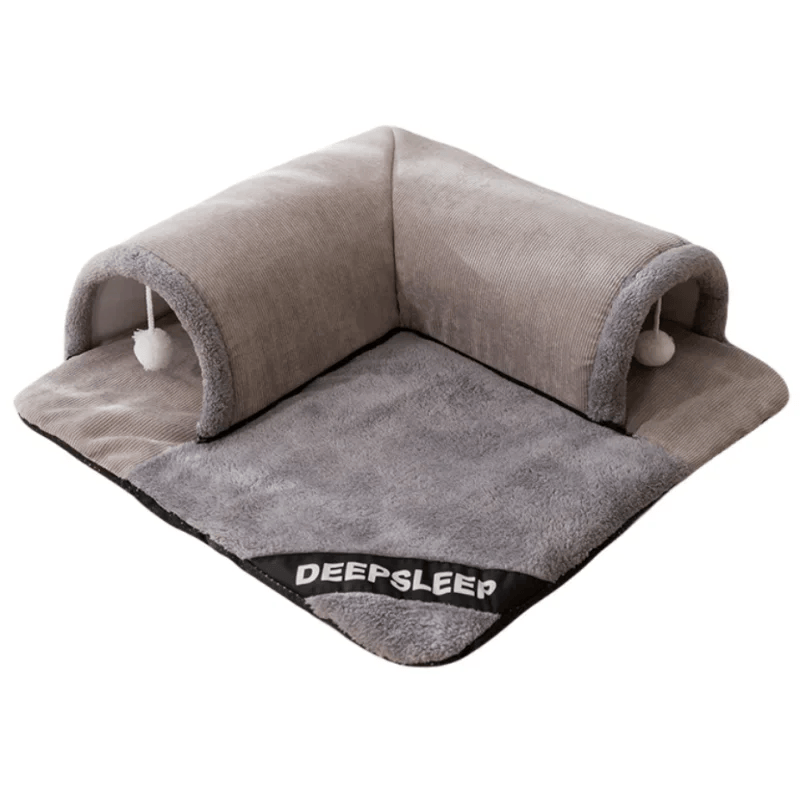 Collapsible Cat Tunnel Bed – 2-in-1 Peekaboo Play Tunnel and Cozy Resting Bed