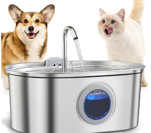 Stainless Steel Pet Water Fountain – Quiet, Large & Healthy