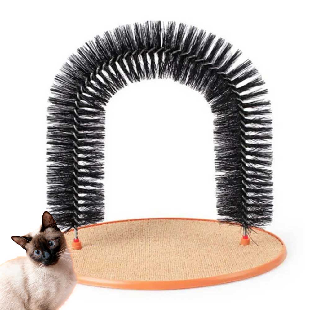 Self-Grooming Cat Scratcher — Bristle Arch for Indoor Grooming