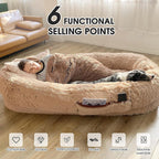 Human-Sized Oversized Plush Dog Bed with Donut Bolster