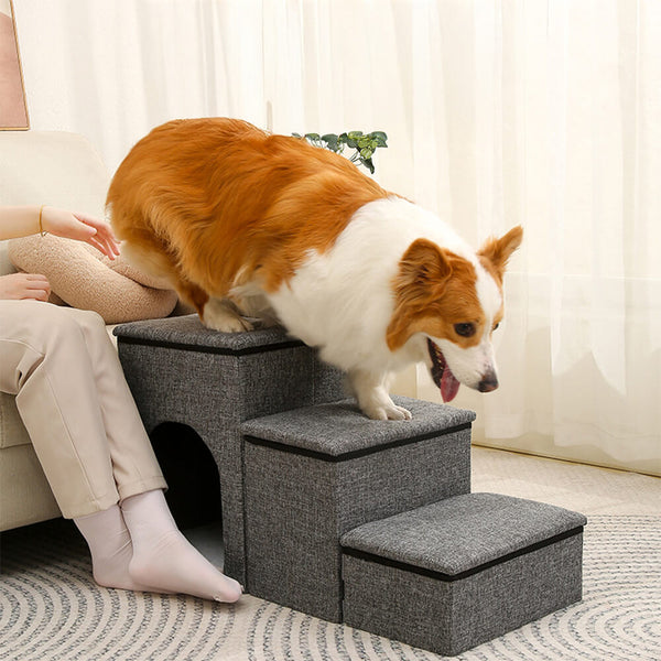Portable Foldable Dog Stairs – Multi-Functional with Storage & Built-In Condo