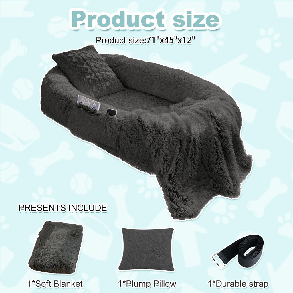 Human-Sized Oversized Plush Dog Bed with Donut Bolster