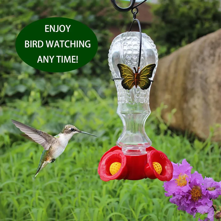 Flowers Glass Hummingbird Feeder – Elegant, Durable & Ant-Proof