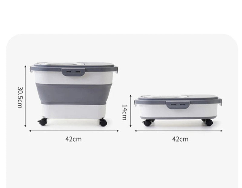 Foldable Pet Food Storage Bin with Wheels — Clean, Airtight & Space-Saving