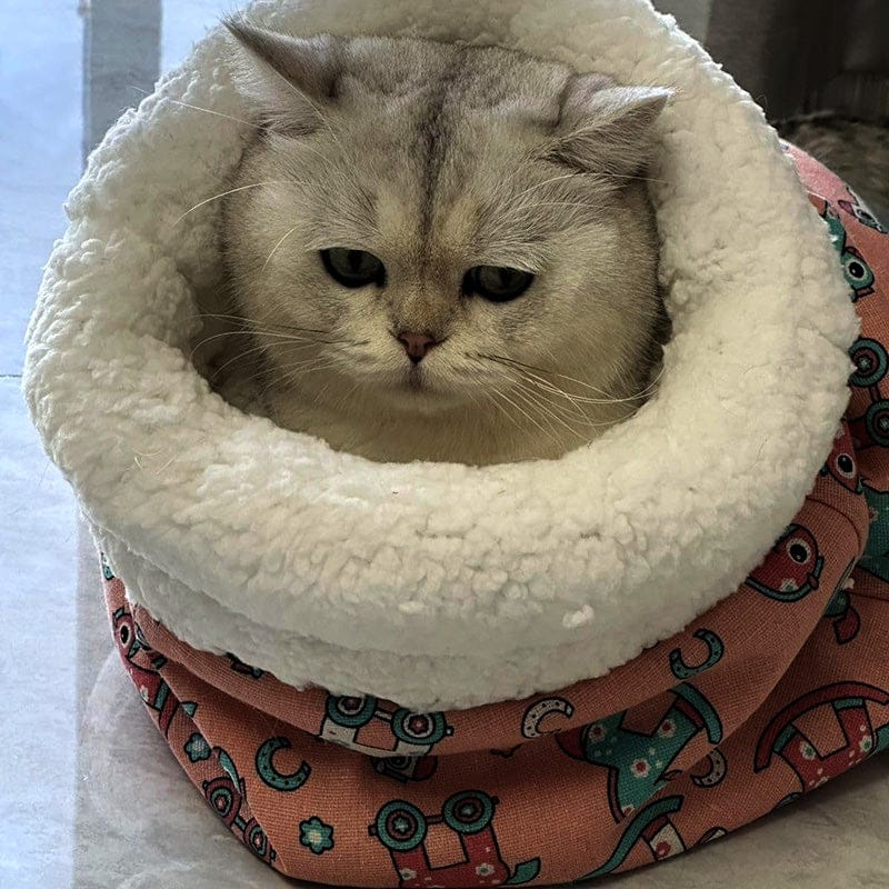 Cat Sleeping Bag Bed – 3-in-1 Plush Tunnel Bed & Cozy Pad