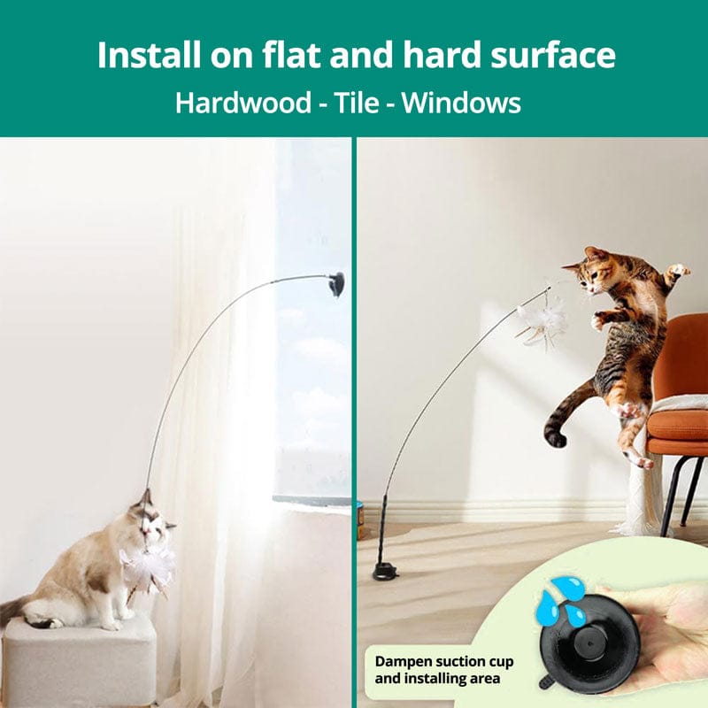 Cat Wand Toy Set — Feather & Bell Teaser for Interactive Cat Play