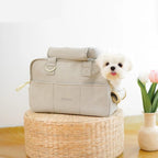Soft travel carrier bag showing comfortable space for small pets