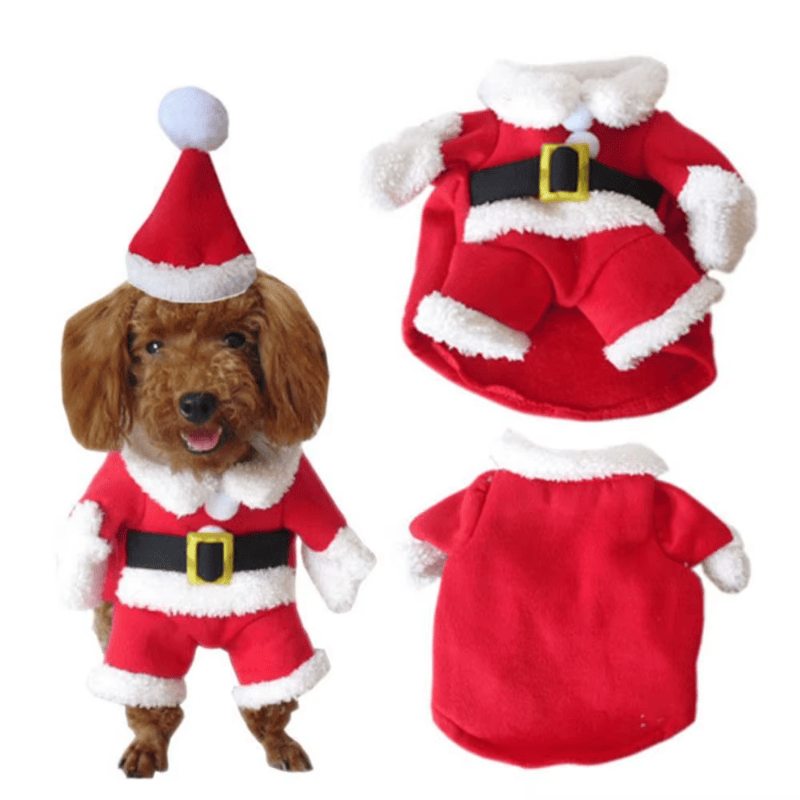 Red Santa Claus Dog Costume and Hat