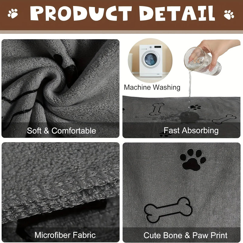 Quick-Drying Microfiber Pet Towel – Super Absorbent & Gentle - 2PCS