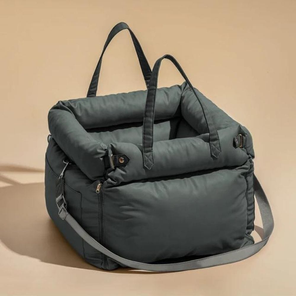 Dog Car Seat — Elevated Faux Leather Booster for Calm, Secure Travel